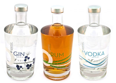 Foto der Flaschen Gin, Rum, Vodka