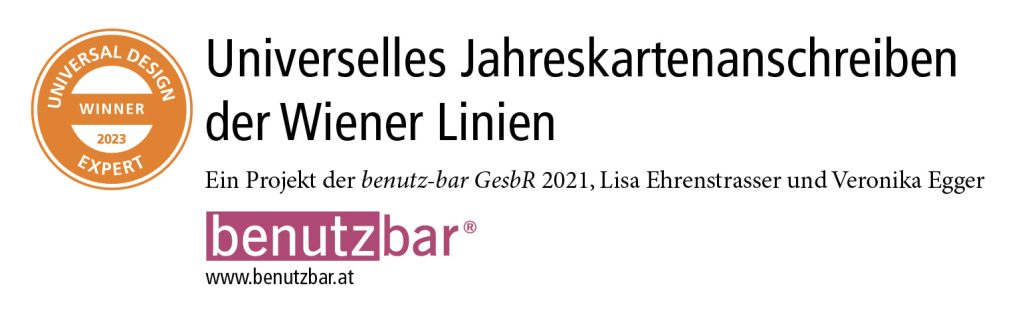 Universelles Jahreskartenanschreiben der Wiener Linien, ein Projekt der benutz-bar, Veronika Egger und Lisa Ehrenstrasser